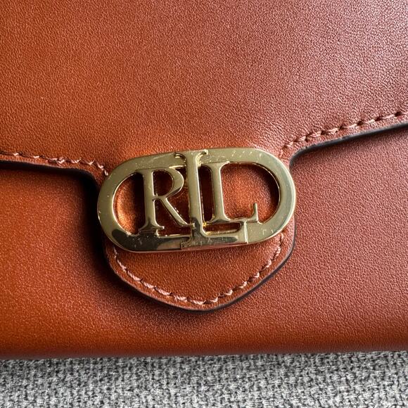 Lauren Ralph Lauren Leather Medium Adair Crossbody Lauren Tan - Picture 5 of 12